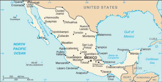 Map Of Mexico States. local short form: Mexico